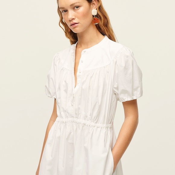 Relisted! J Crew S Cottagecore White Puff Sleeve Cotton Poplin Shirtdress - Picture 7 of 17